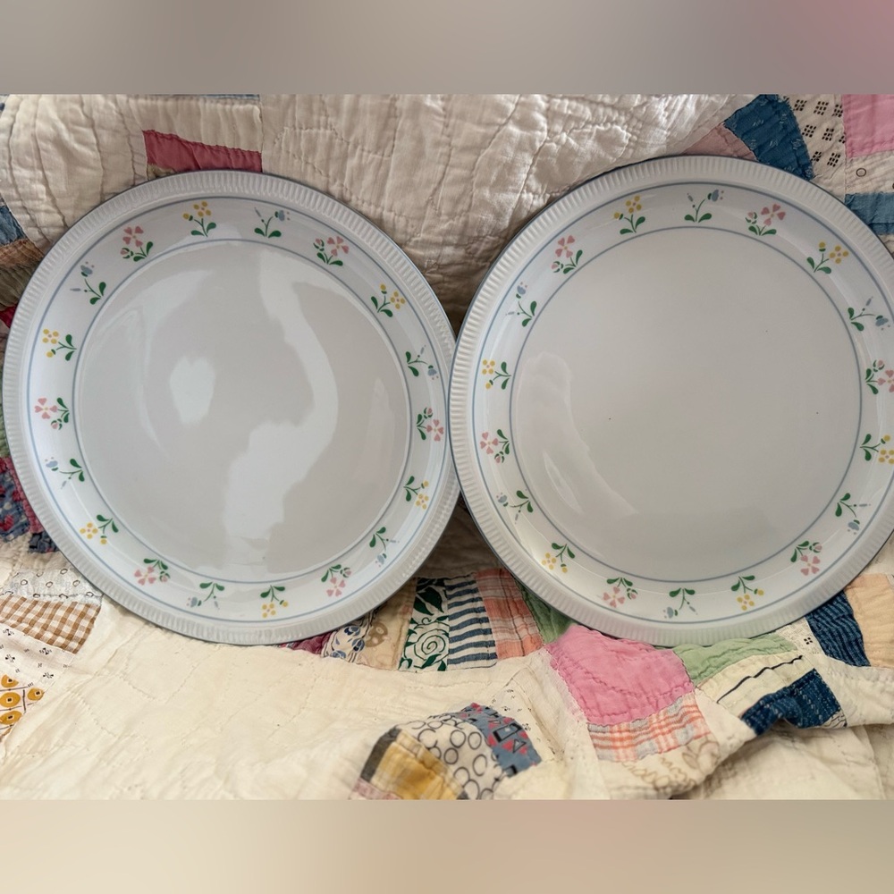 PRISMA “Victoria Garden” Floral Dinner Plates with Green and Pink Accents